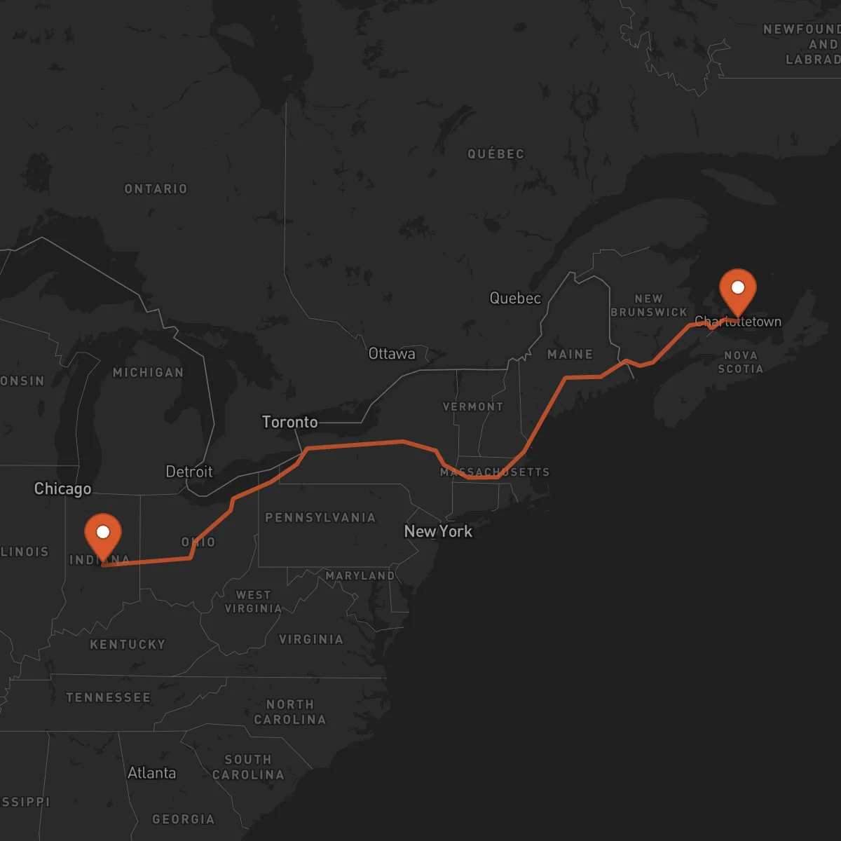 Ruta Indianápolis - Charlottetown