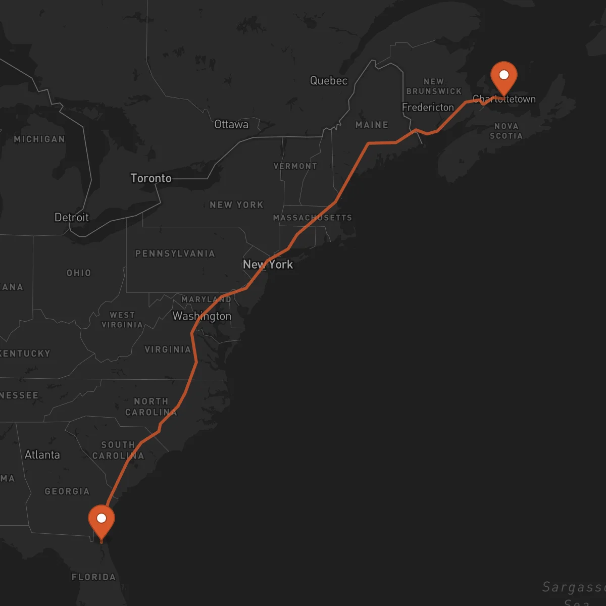 Ruta Jacksonville - Charlottetown