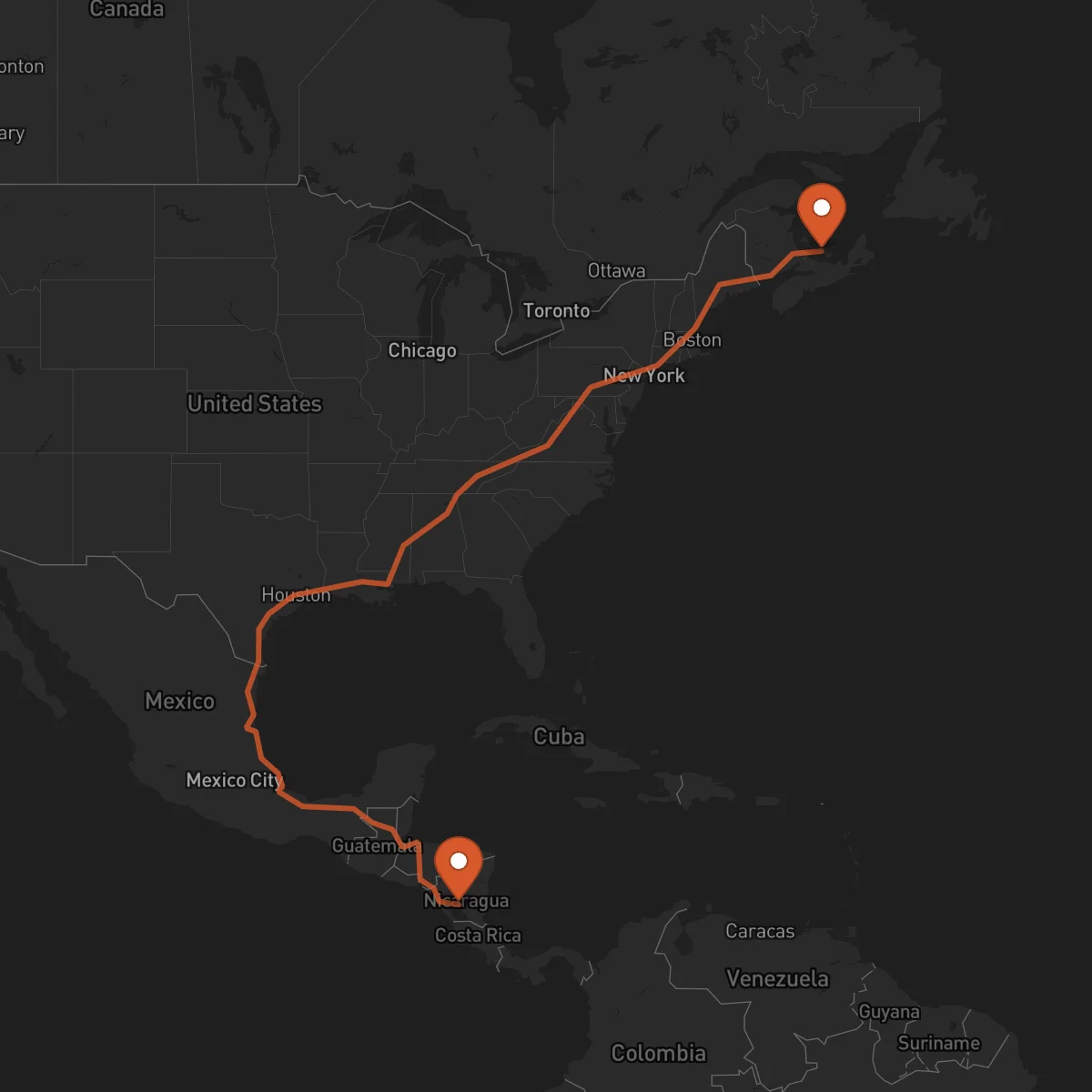 Ruta Charlottetown - Juigalpa