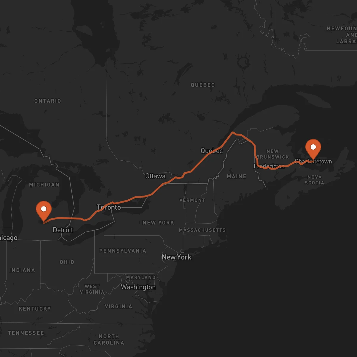 Ruta Lansing - Charlottetown