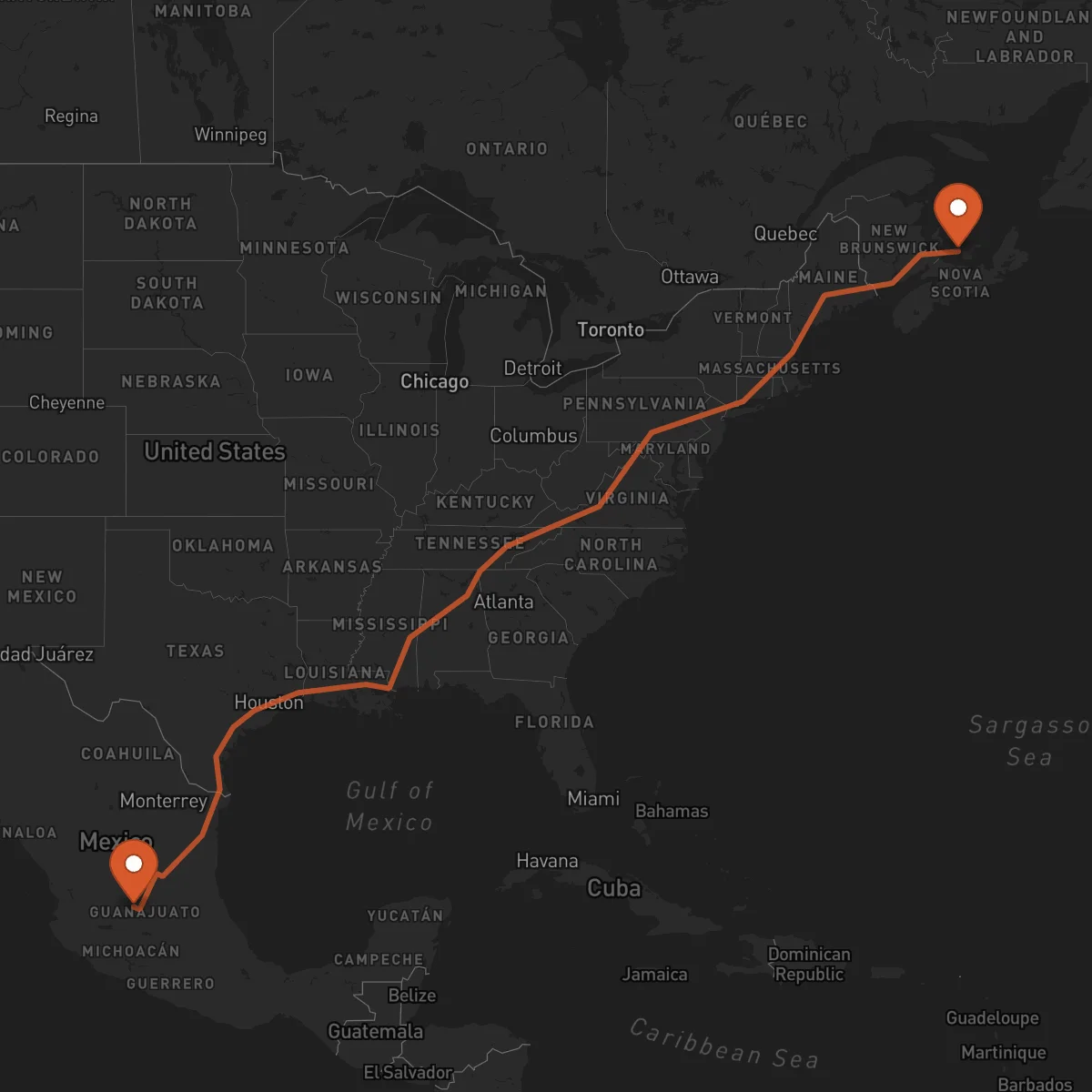 Ruta León Guanajuato - Charlottetown
