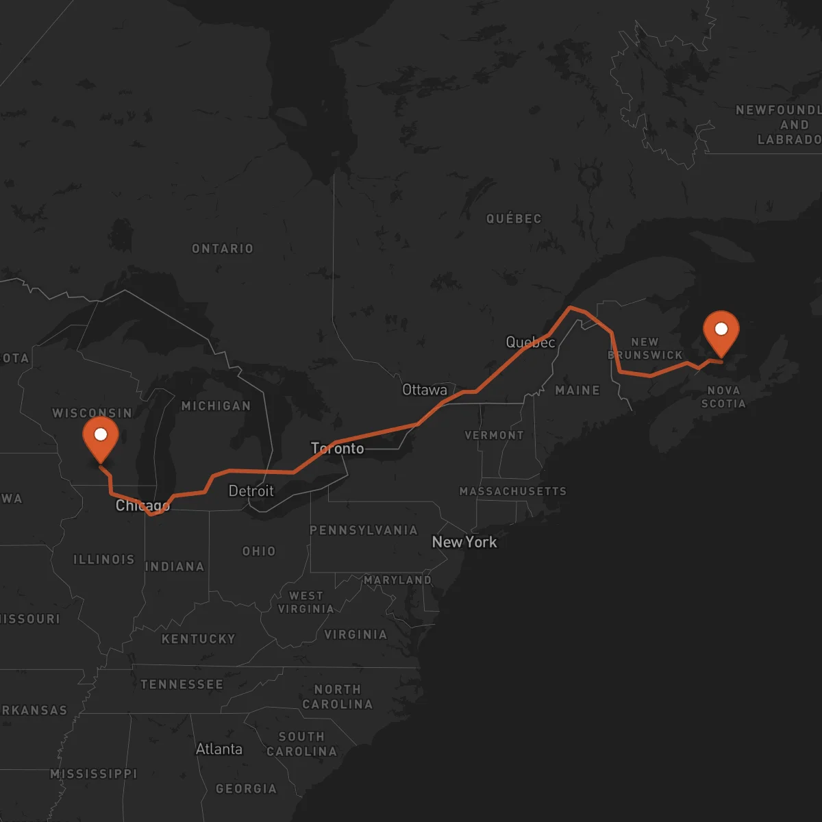 Ruta Charlottetown - Madison