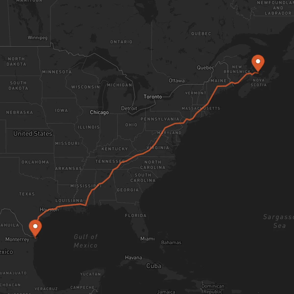 Ruta Charlottetown - Matamoros