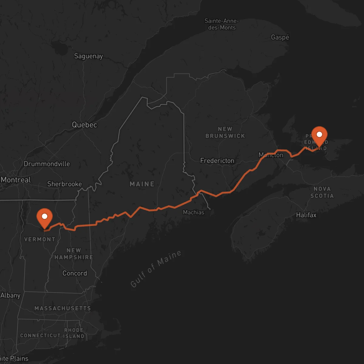 Ruta Montpelier - Charlottetown