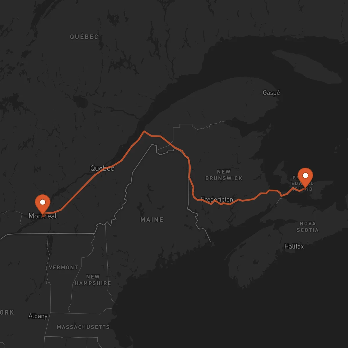 Ruta Montréal - Charlottetown
