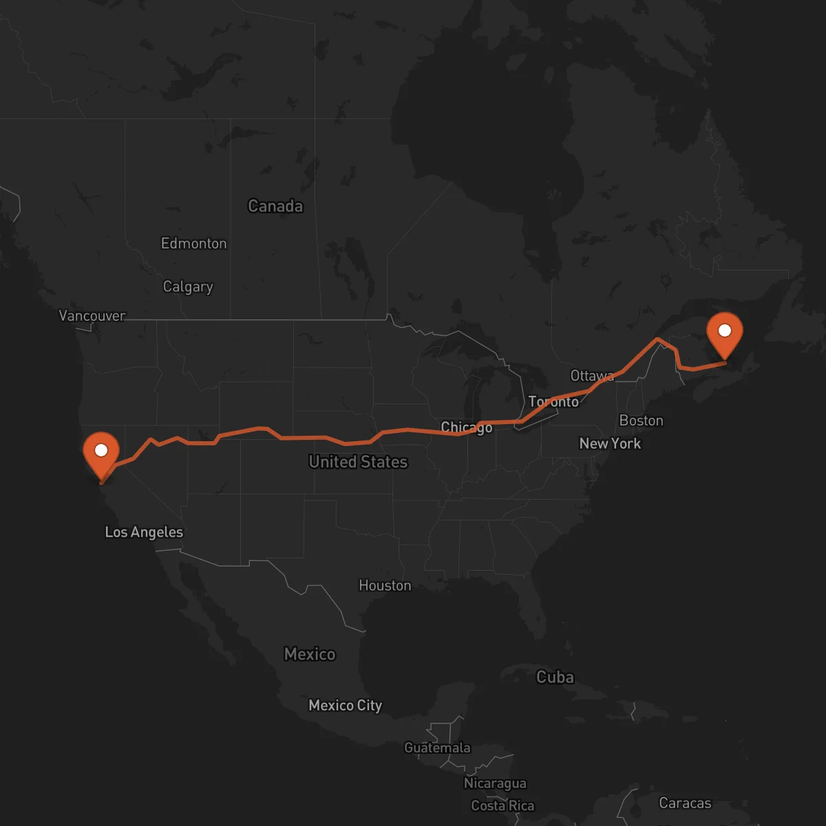 Ruta Charlottetown - Oakland