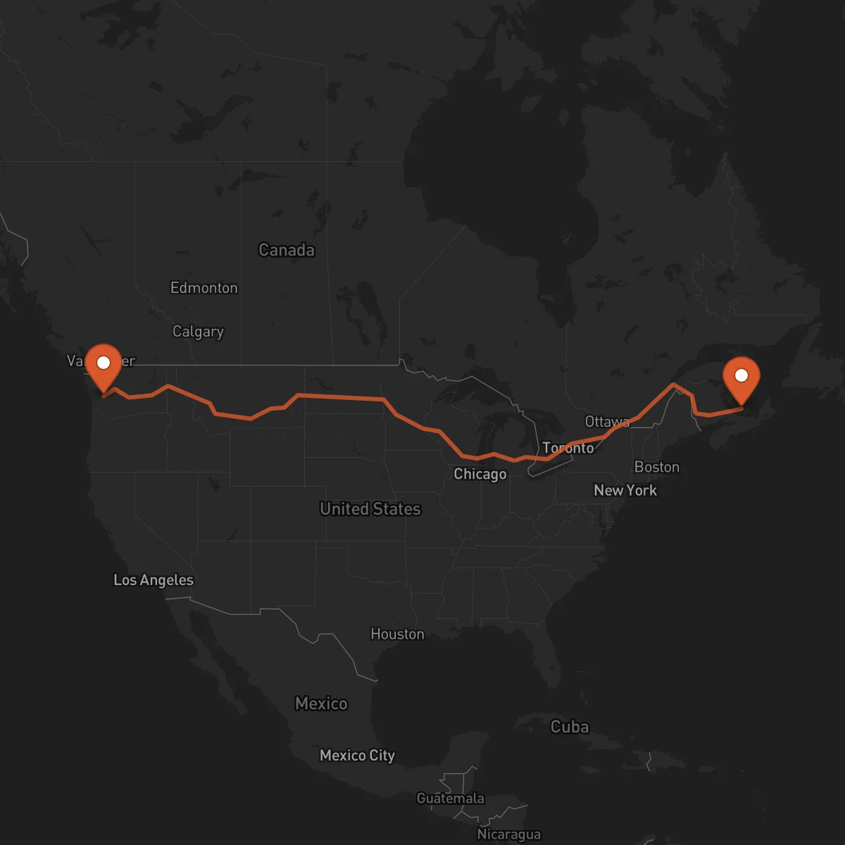 Ruta Charlottetown - Olympia