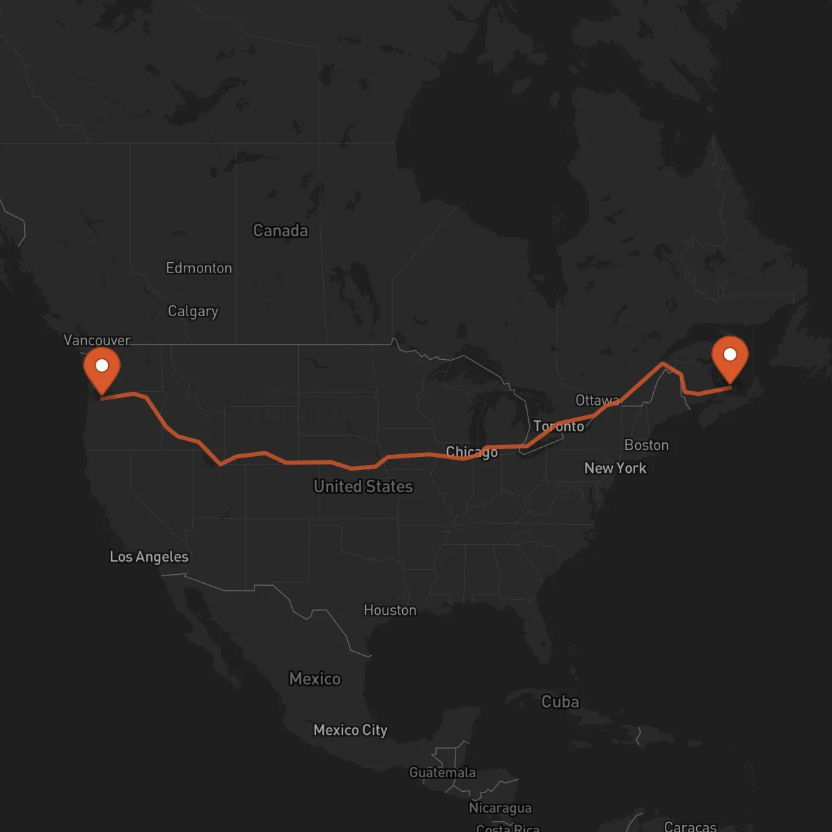 Ruta Charlottetown - Portland