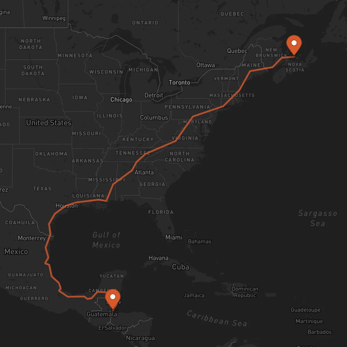Ruta Charlottetown - Punta Gorda