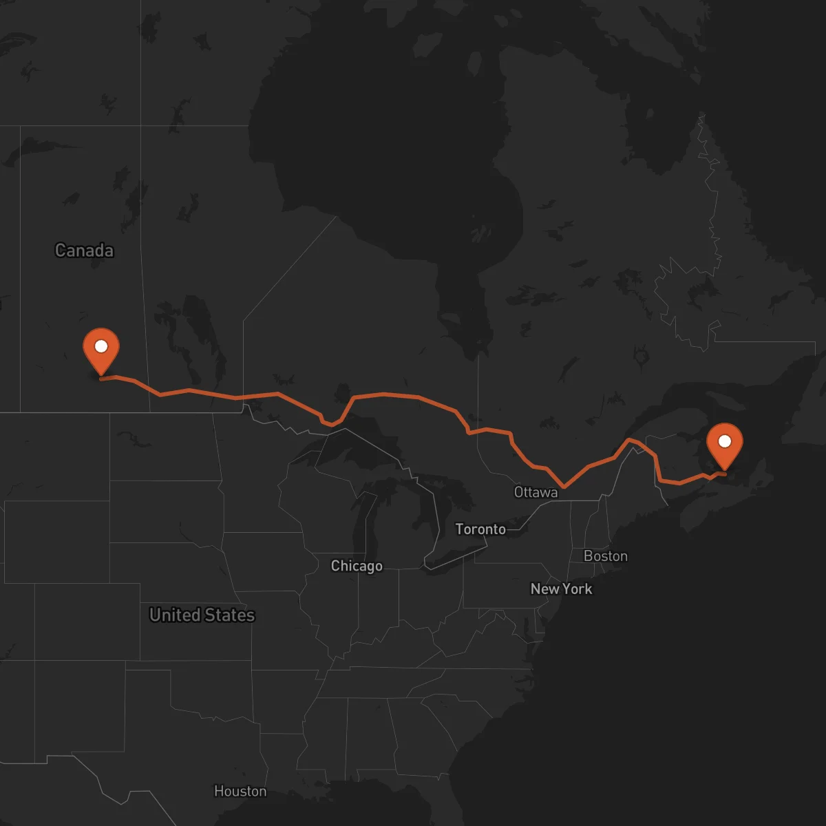 Ruta Charlottetown - Regina