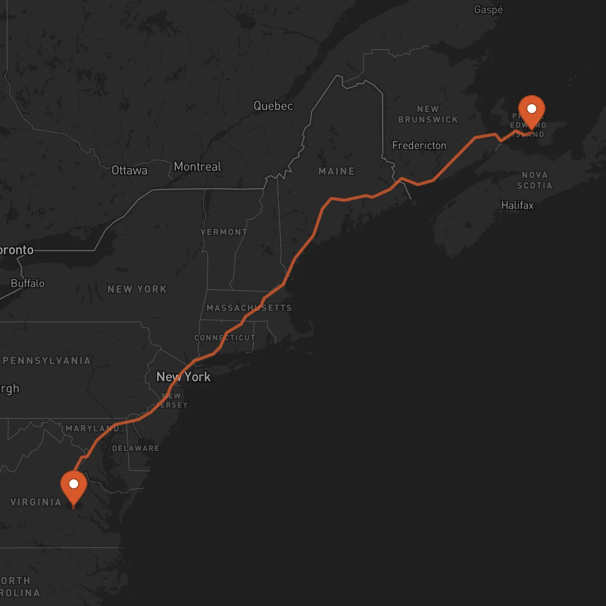 Ruta Charlottetown - Richmond