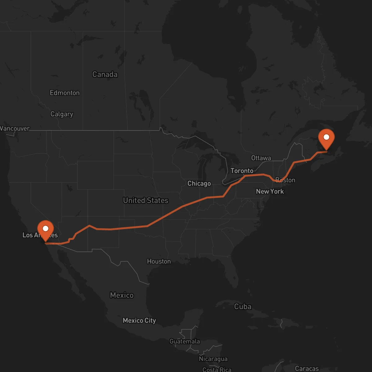 Ruta San Diego - Charlottetown