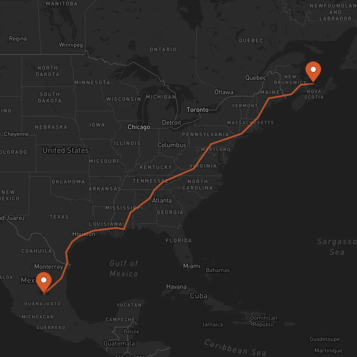 Ruta San Luis Potosí - Charlottetown