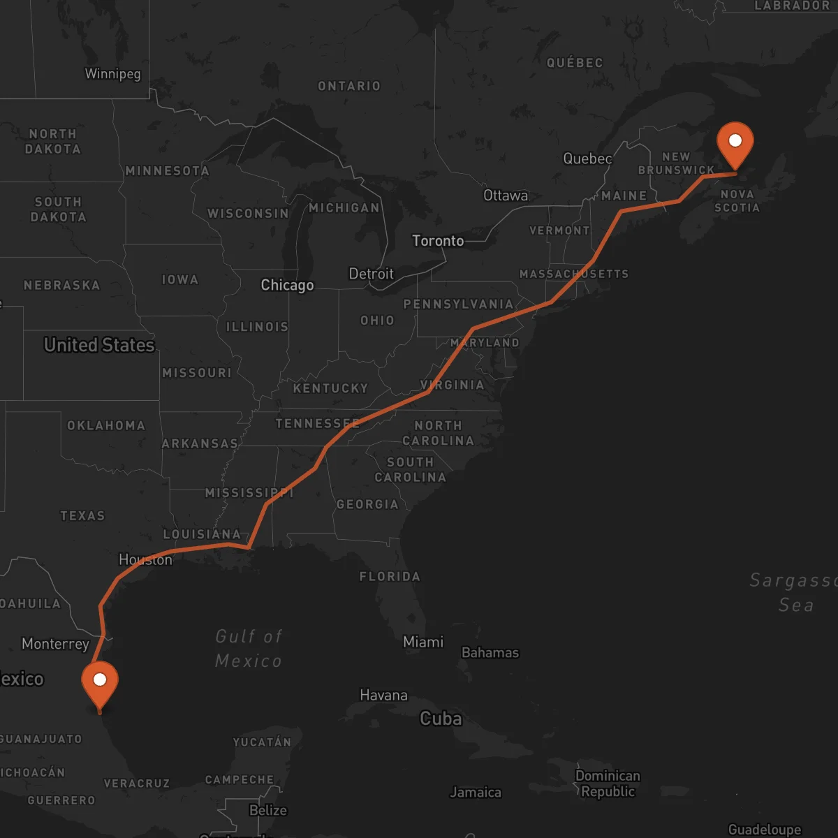 Ruta Charlottetown - Tampico