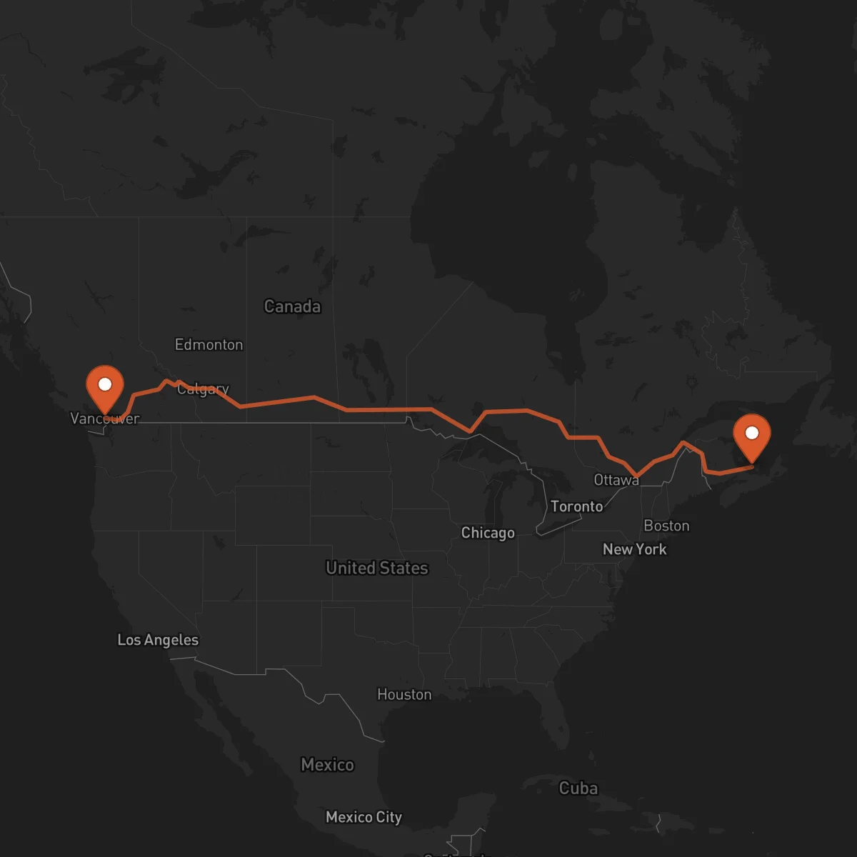 Ruta Vancouver - Charlottetown