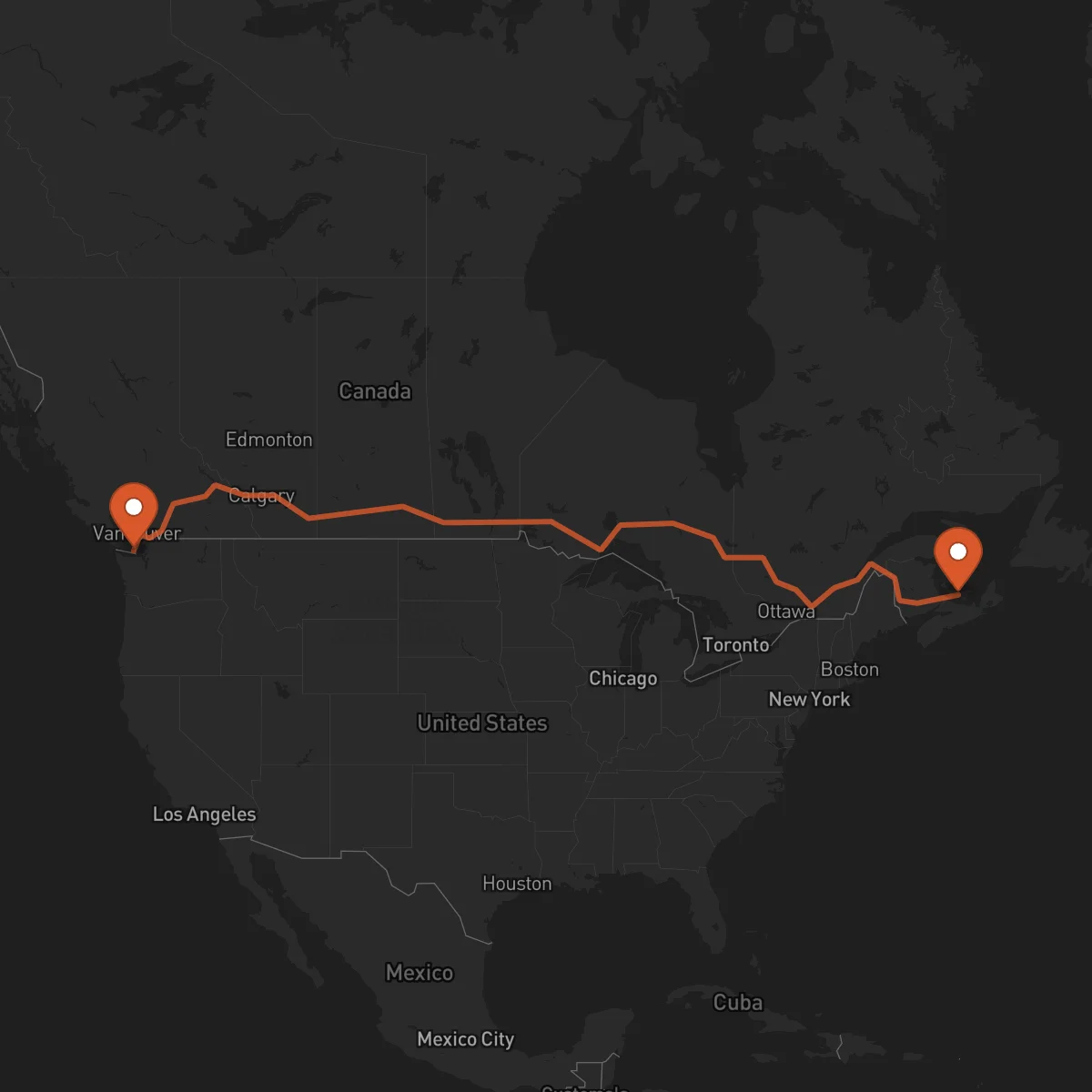 Ruta Charlottetown - Victoria