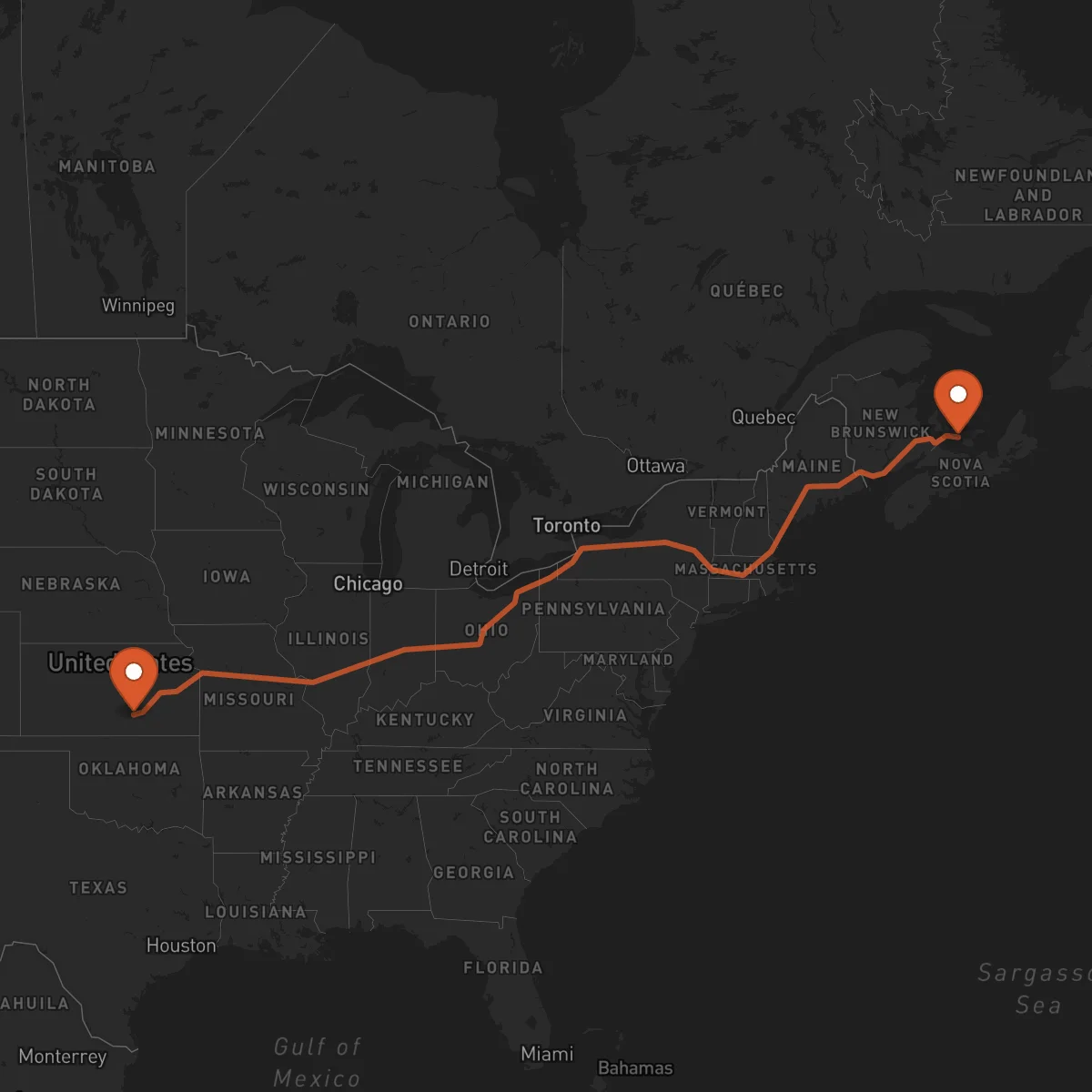 Ruta Charlottetown - Wichita