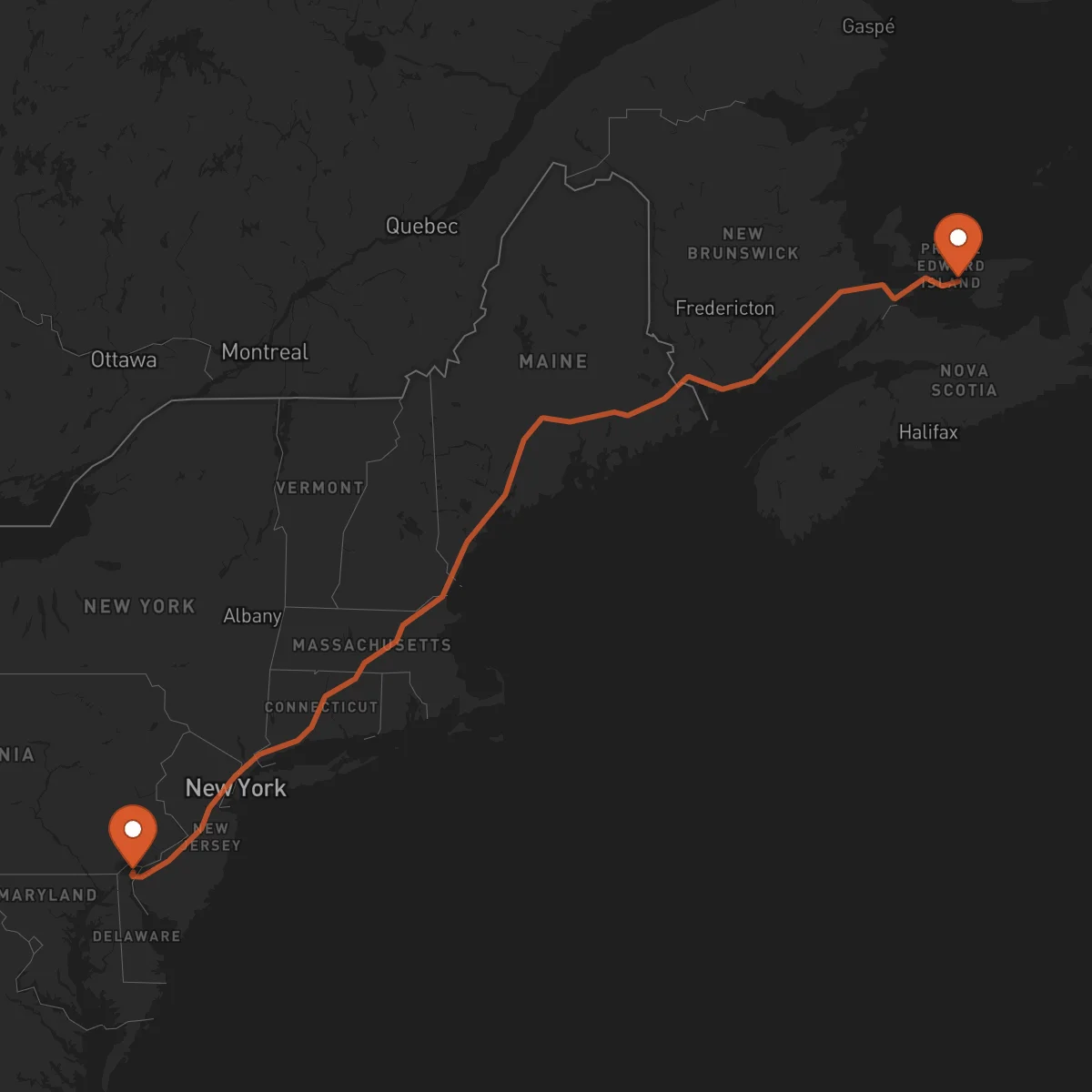 Ruta Wilmington - Charlottetown