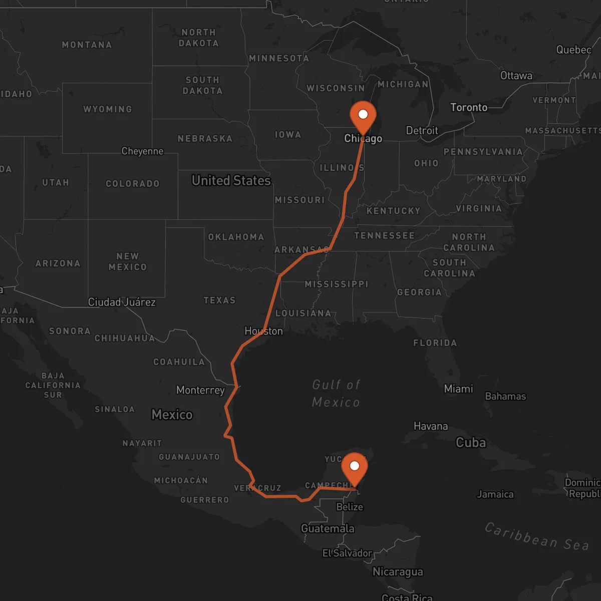 Ruta Chetumal - Chicago