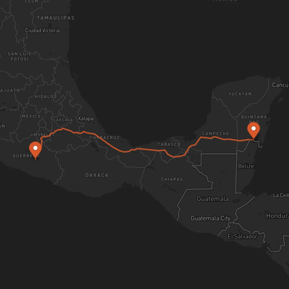 Ruta Chetumal - Chilpancingo de los Bravo