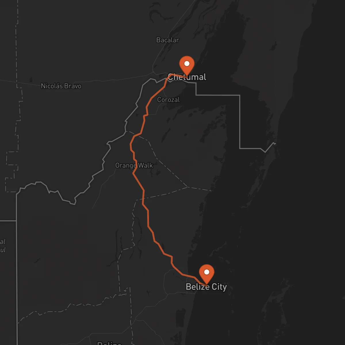 Ruta Chetumal - Ciudad de Belice