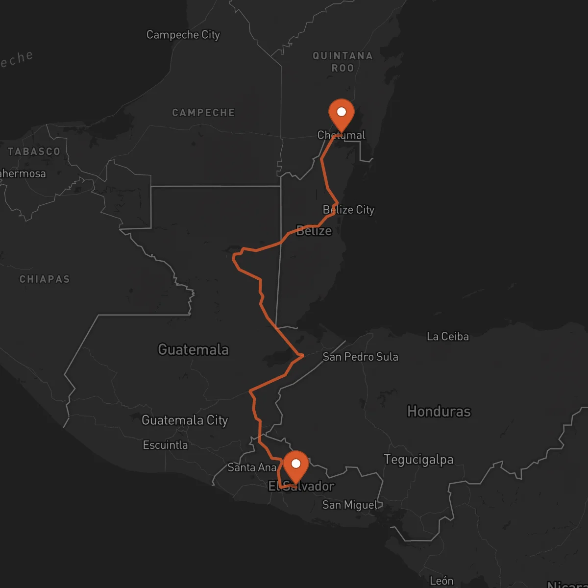 Ruta Chetumal - Cojutepeque