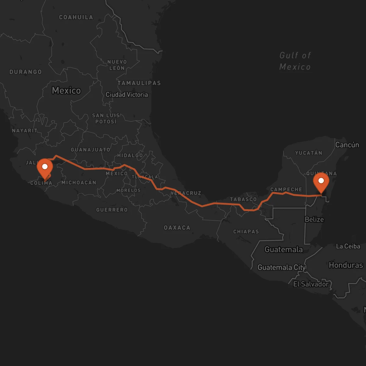 Ruta Chetumal - Colima