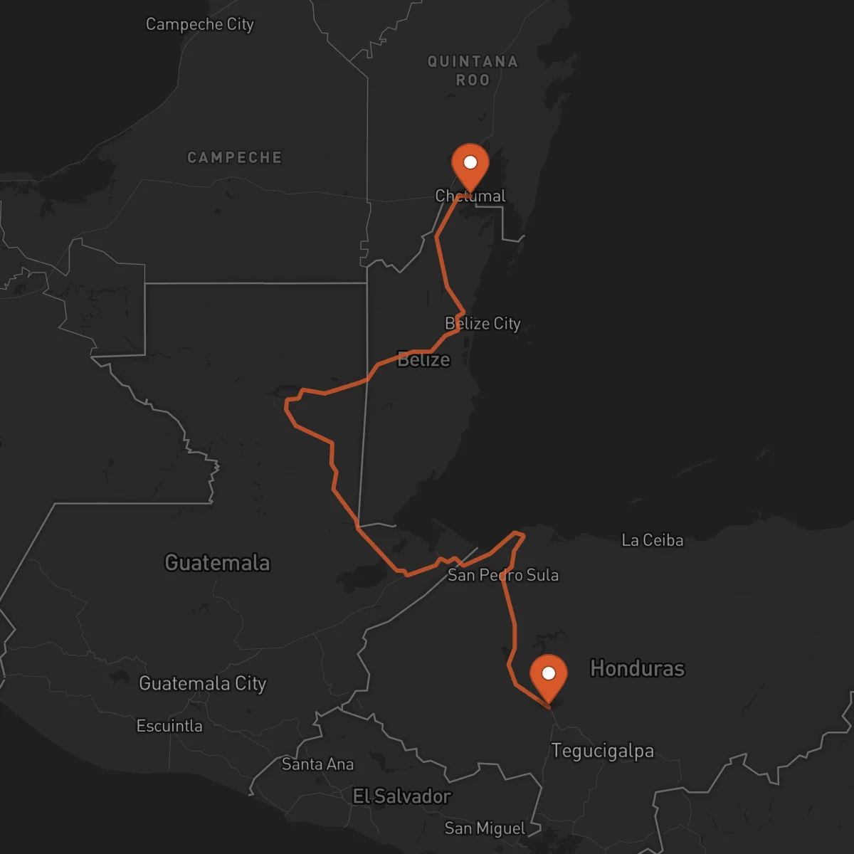 Ruta Comayagua - Chetumal
