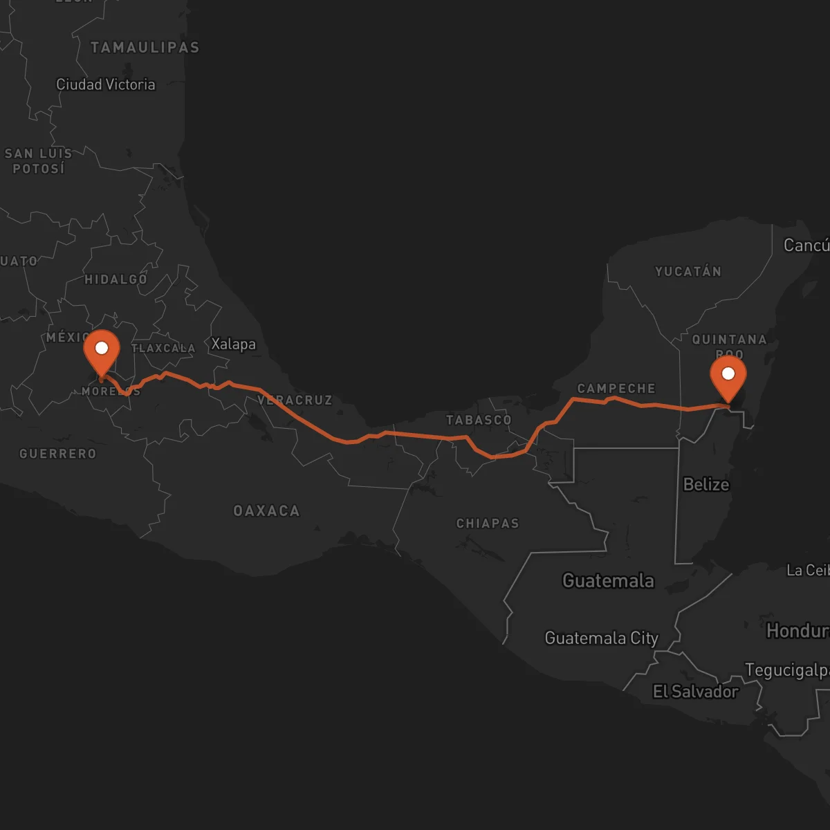 Ruta Cuernavaca - Chetumal
