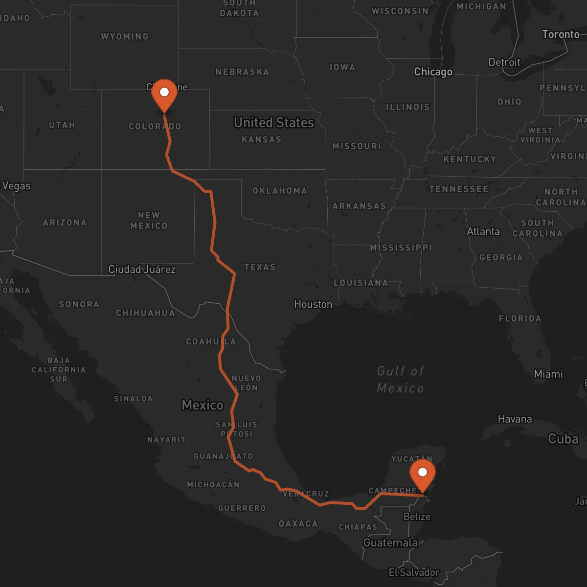 Ruta Chetumal - Denver