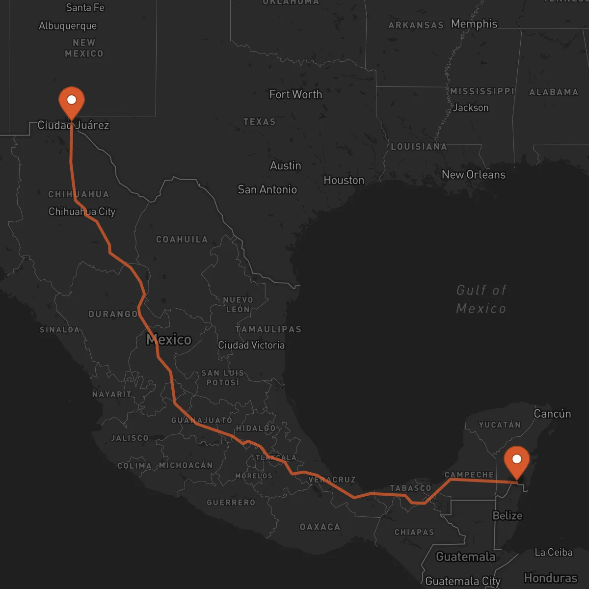 Ruta El Paso - Chetumal