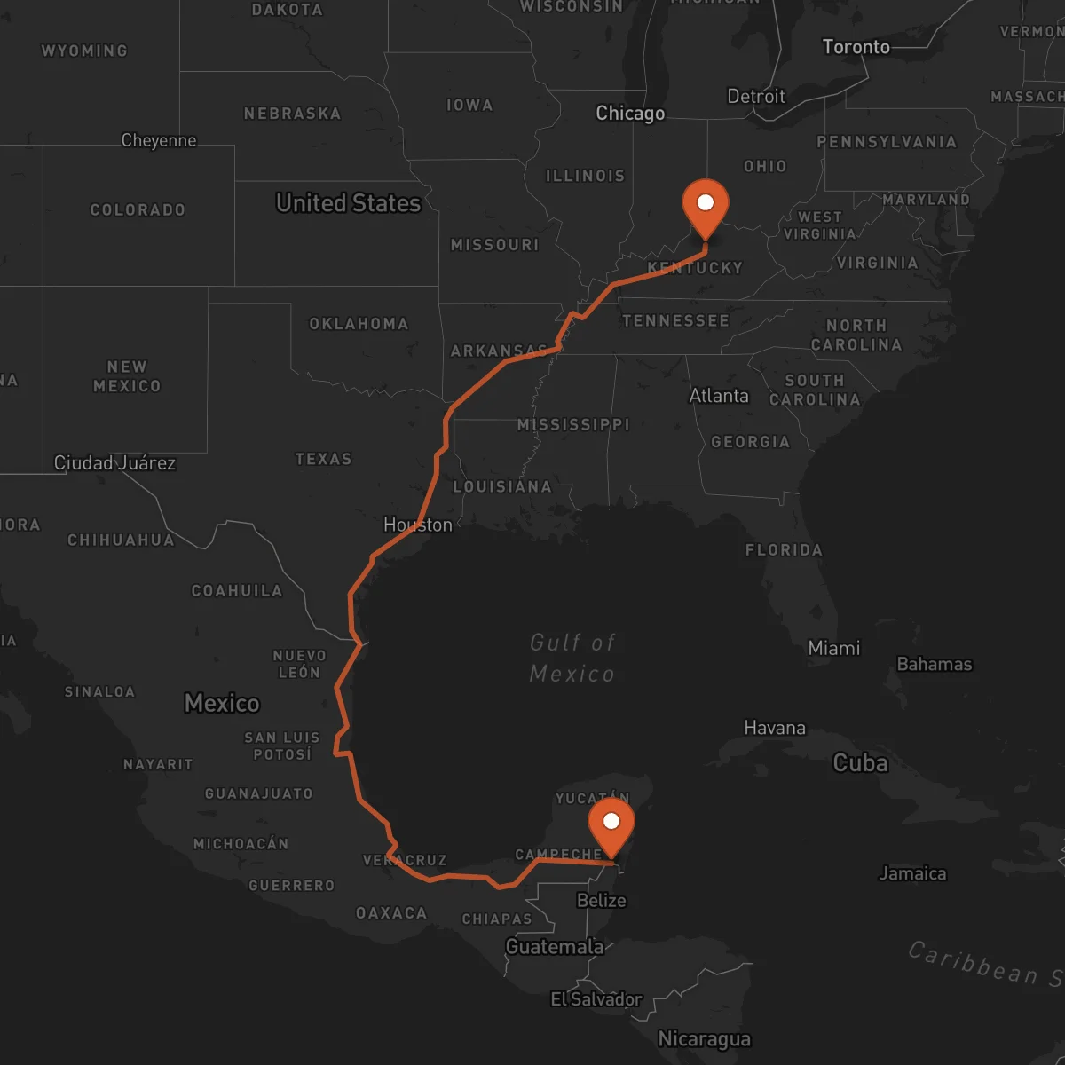 Ruta Chetumal - Frankfort
