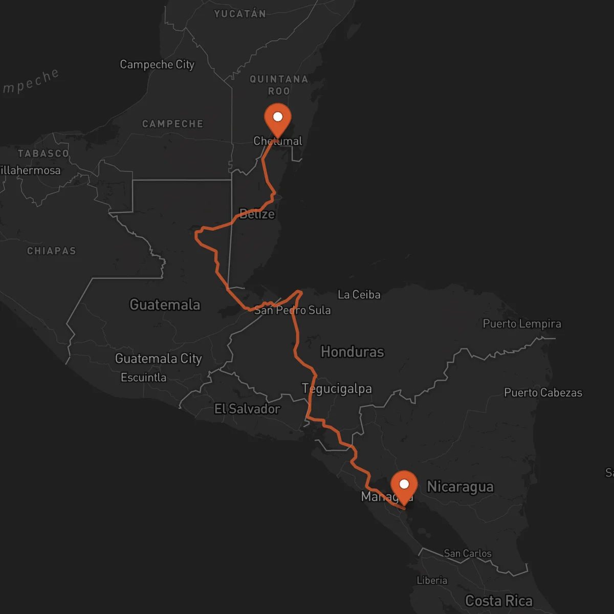 Ruta Granada - Chetumal