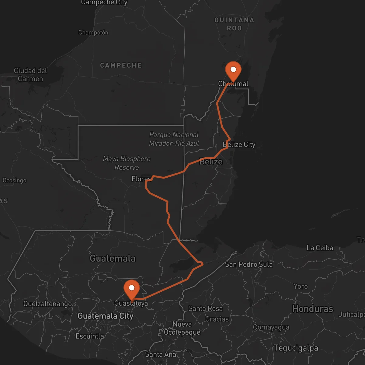 Ruta Guastatoya - Chetumal
