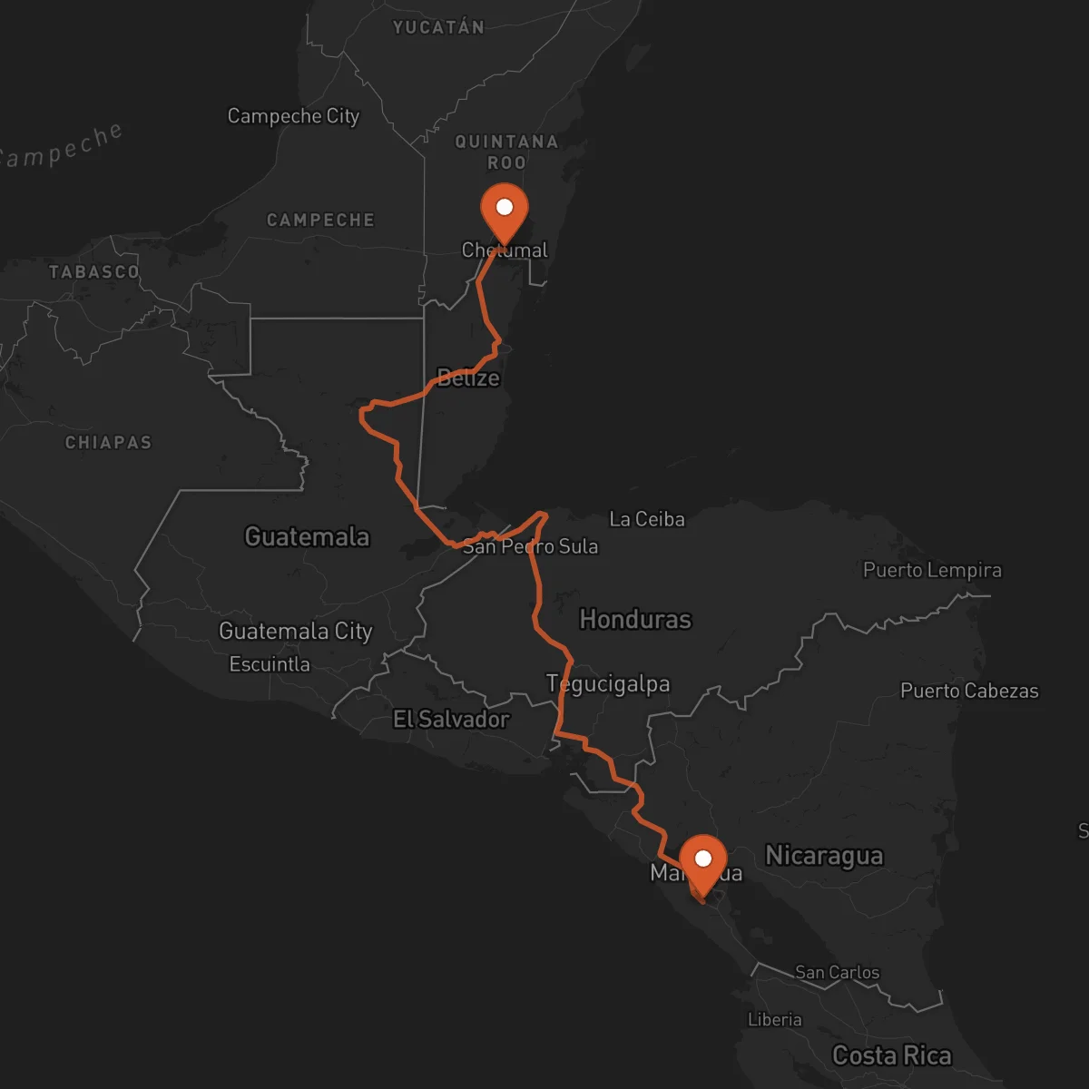 Ruta Jinotepe - Chetumal