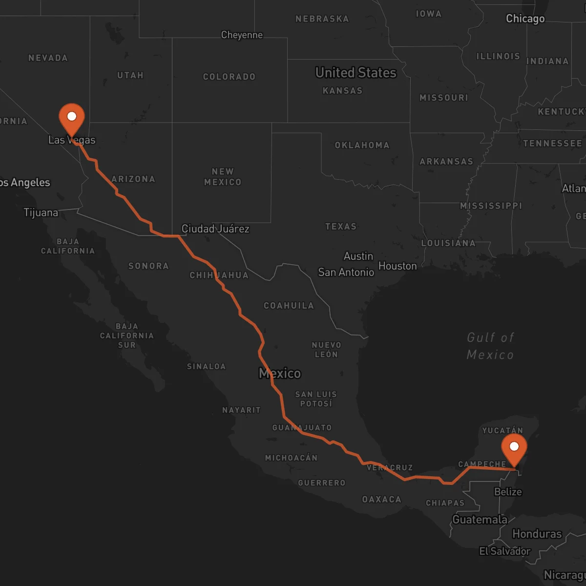 Ruta Chetumal - Las Vegas