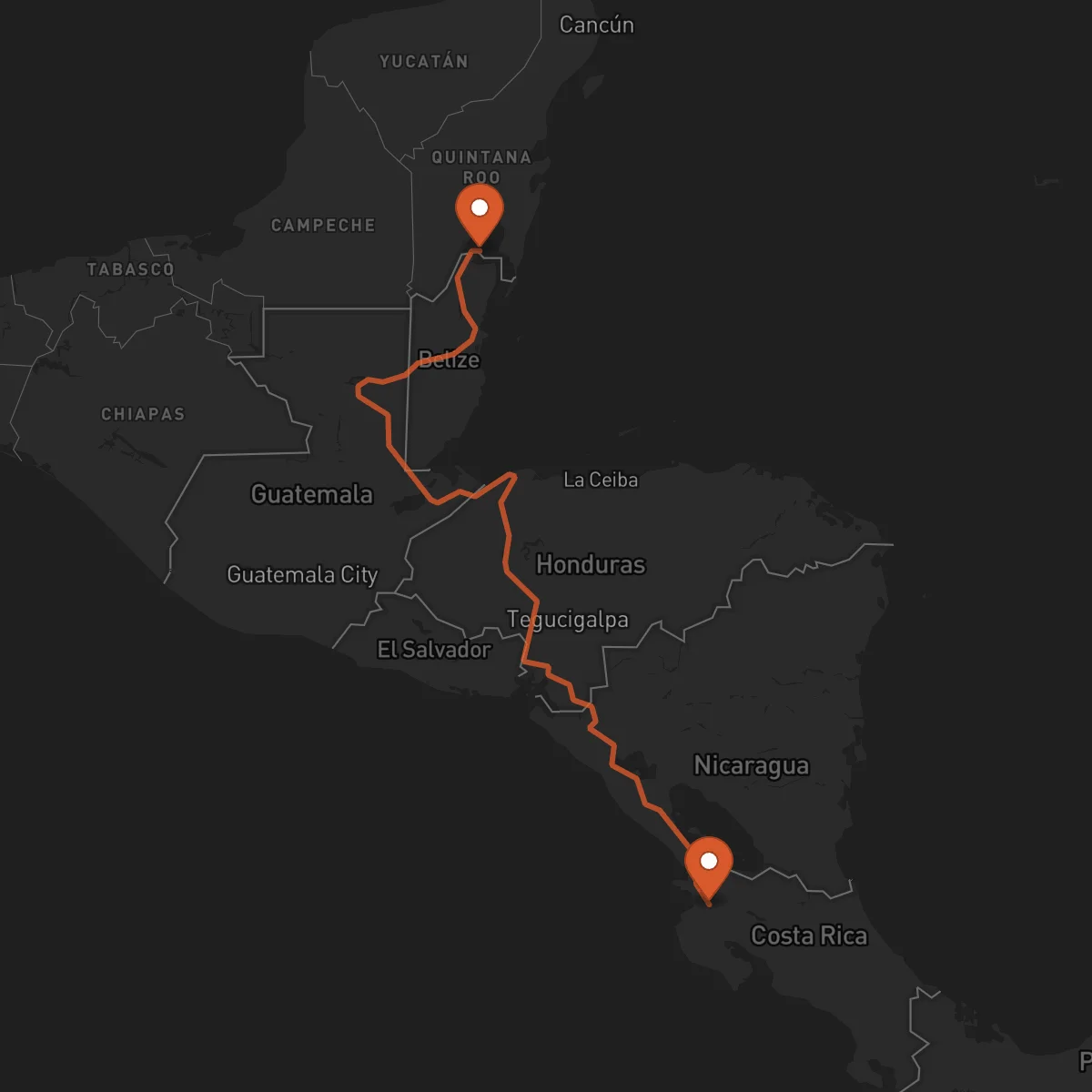 Ruta Chetumal - Liberia