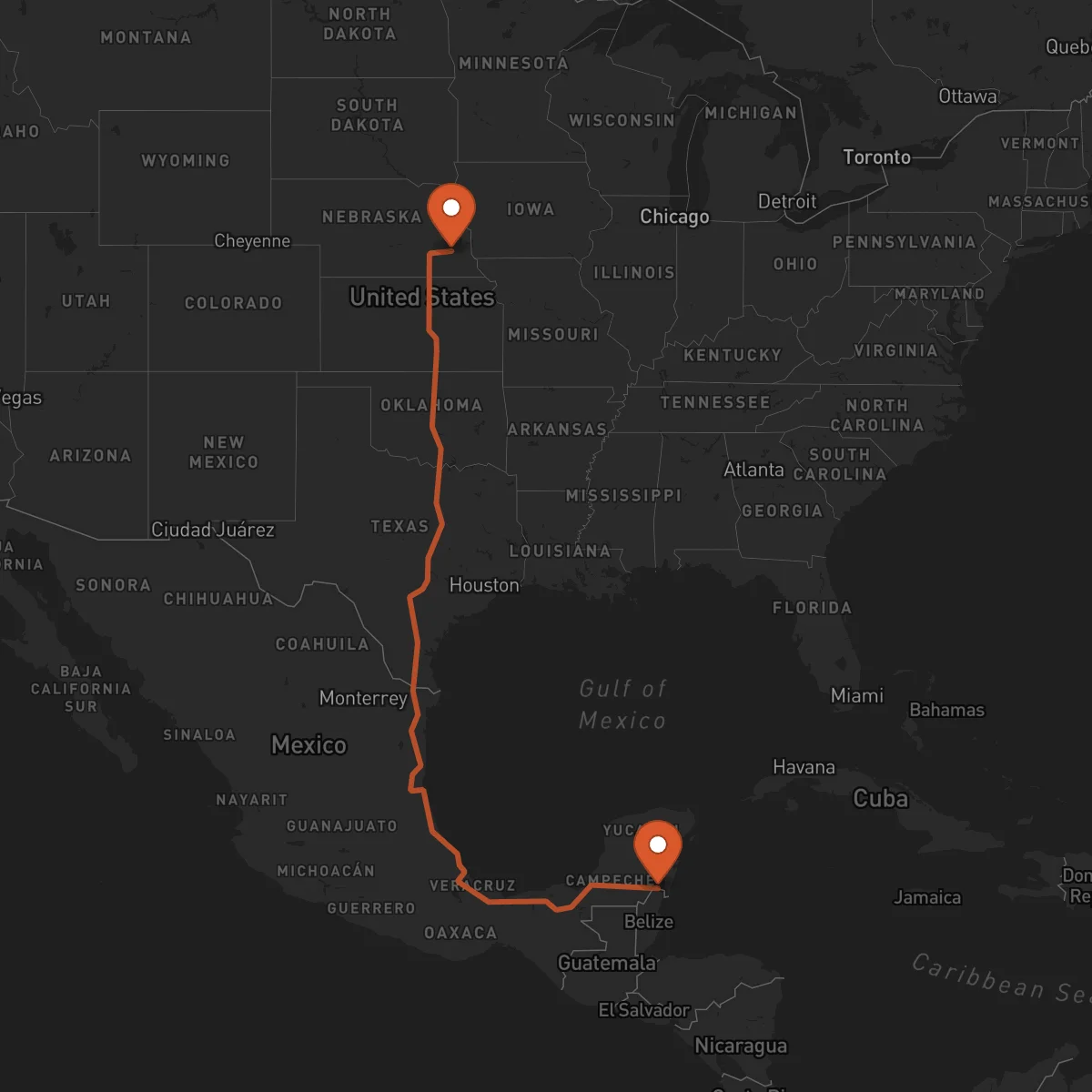 Ruta Lincoln - Chetumal
