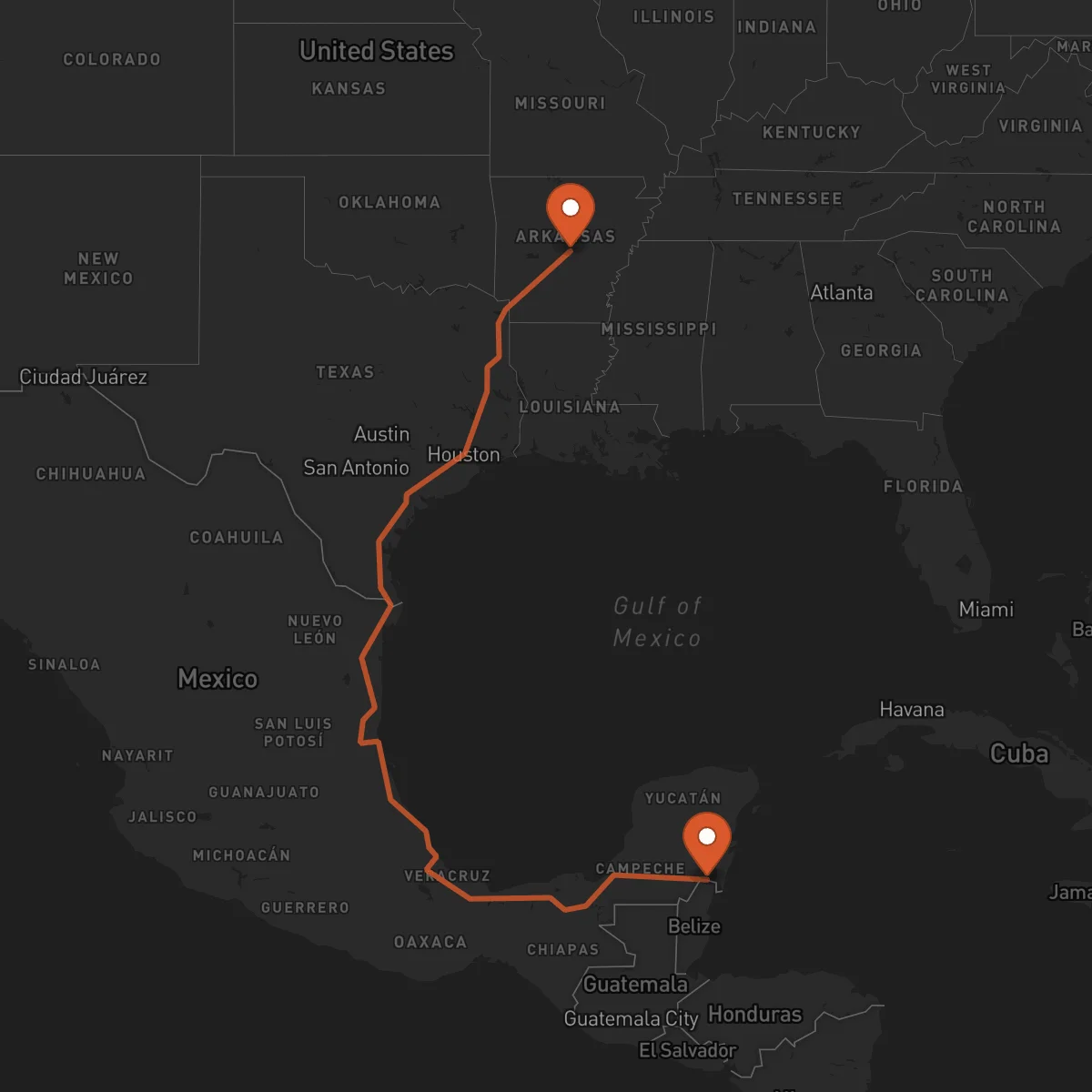 Ruta Chetumal - Little Rock