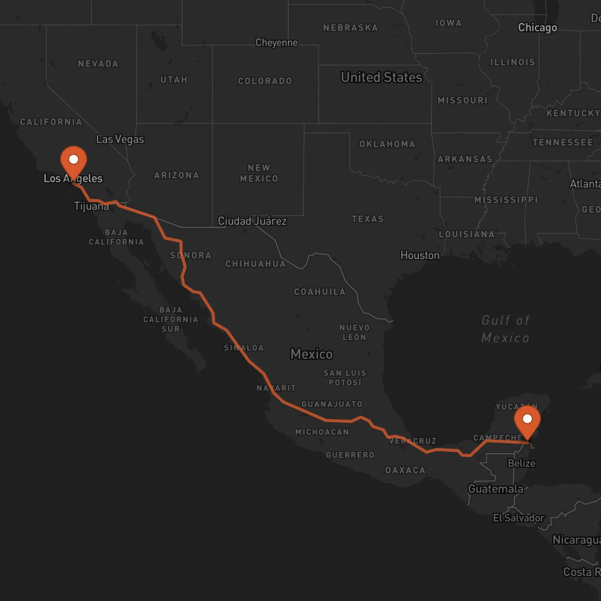 Ruta Chetumal - Long Beach