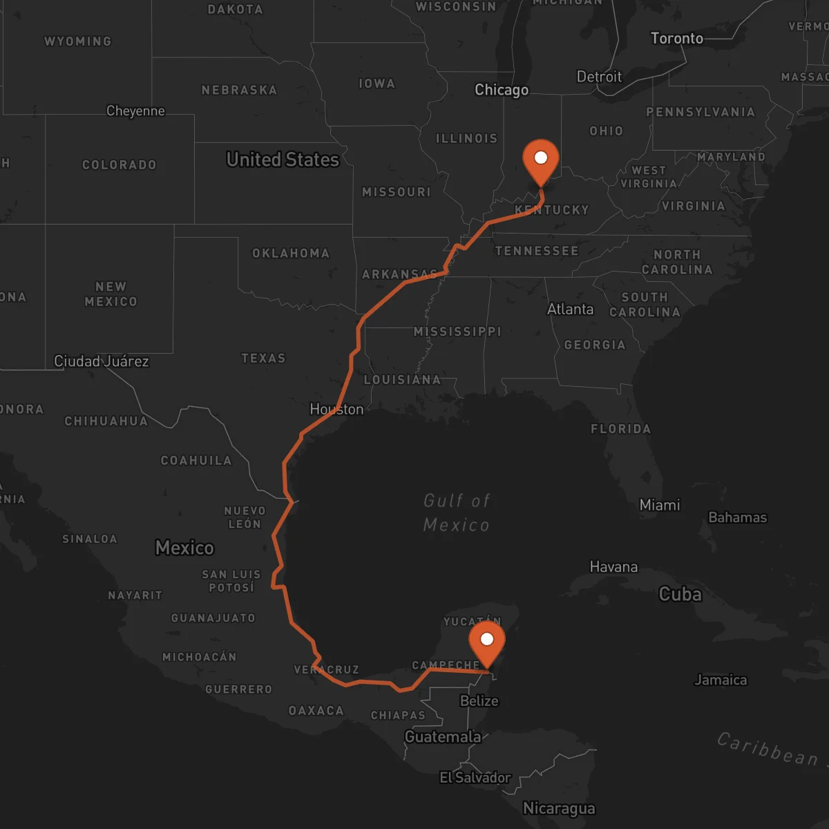Ruta Chetumal - Louisville