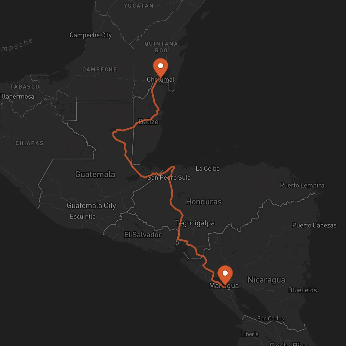 Ruta Managua - Chetumal