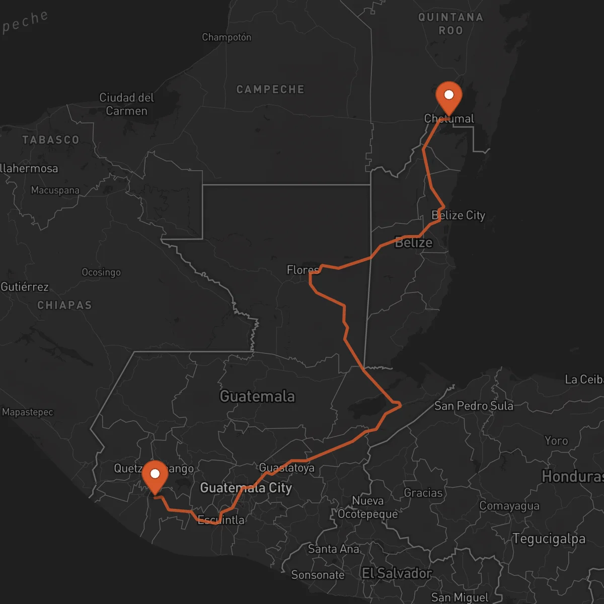 Ruta Mazatenango - Chetumal