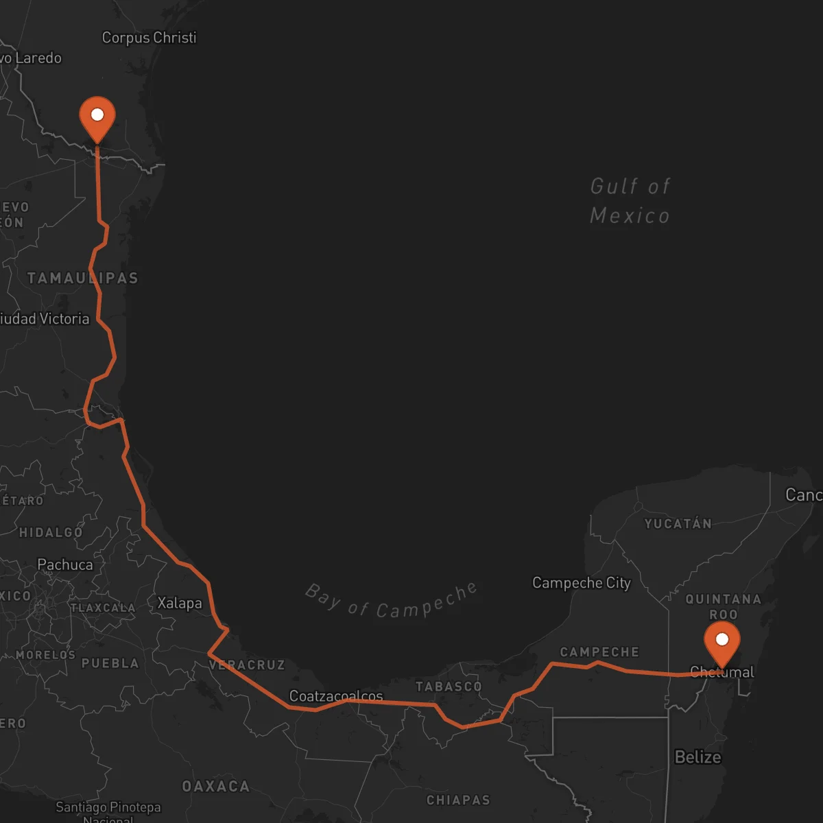 Ruta Chetumal - McAllen