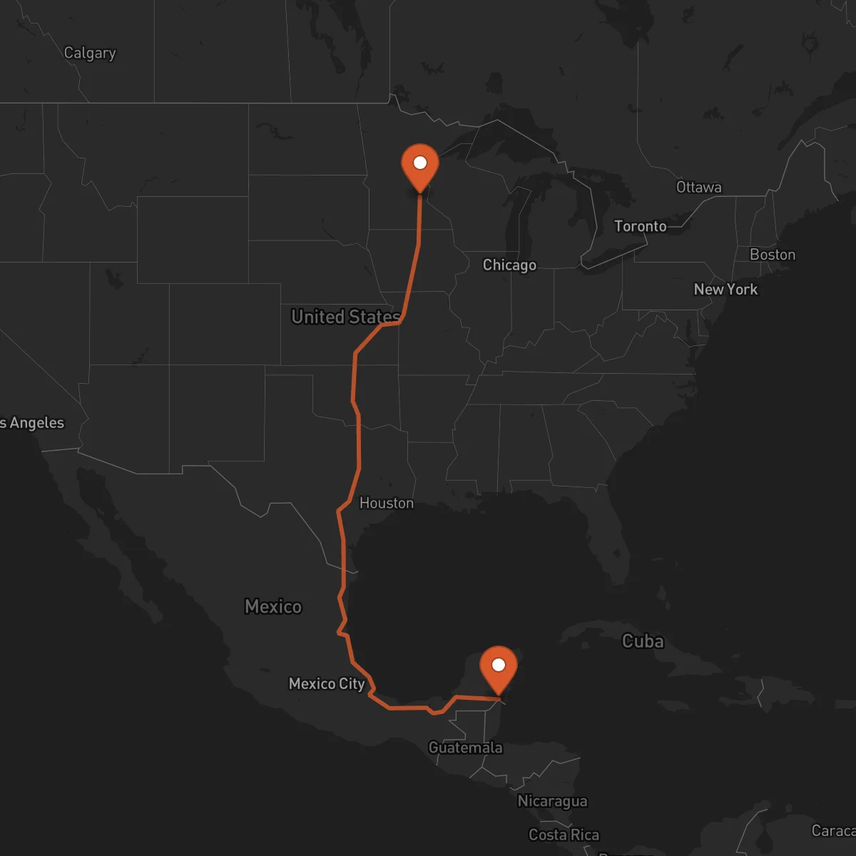Ruta Minneapolis - Chetumal