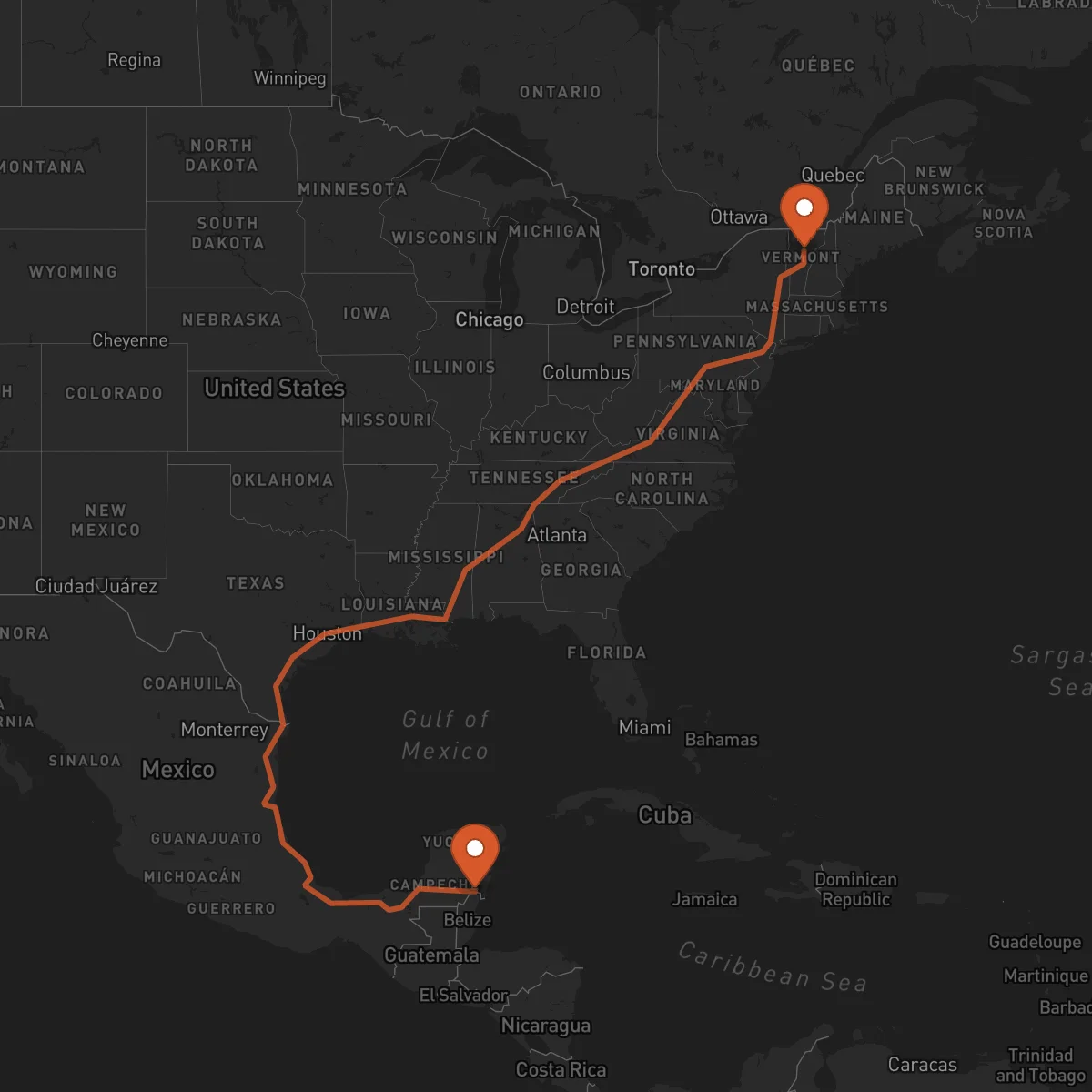 Ruta Chetumal - Montpelier