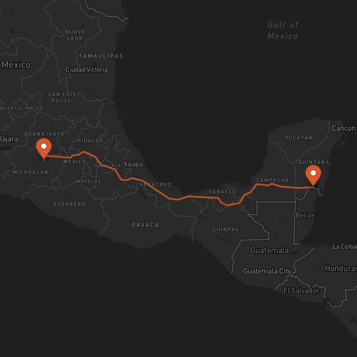 Ruta Morelia - Chetumal