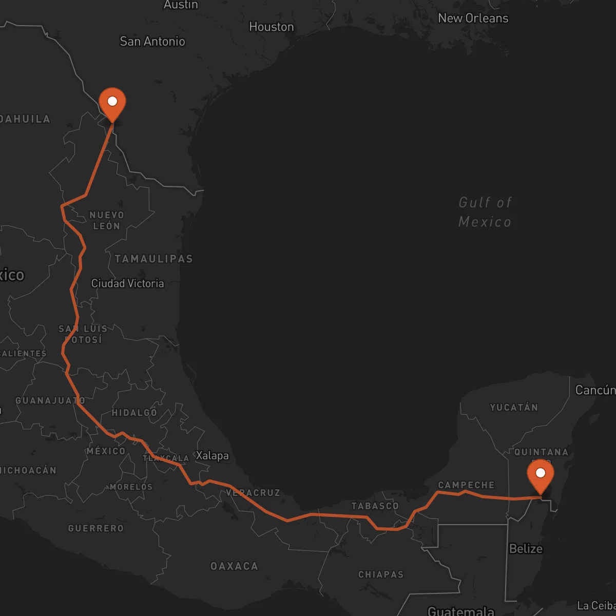 Ruta Nuevo Laredo - Chetumal