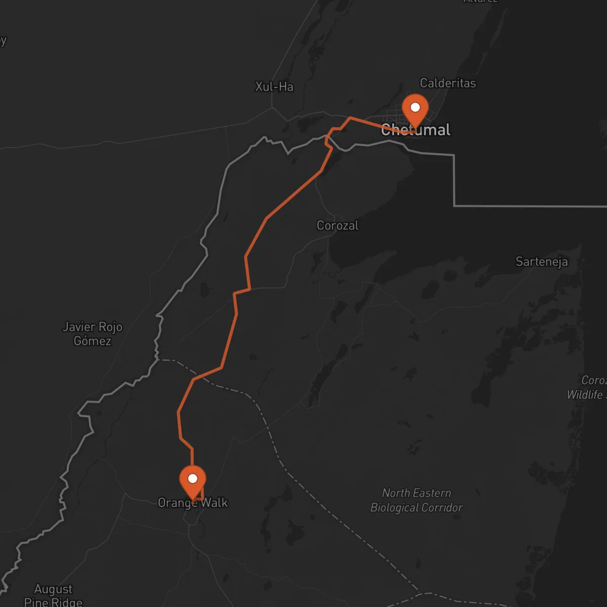 Ruta Orange Walk Town - Chetumal