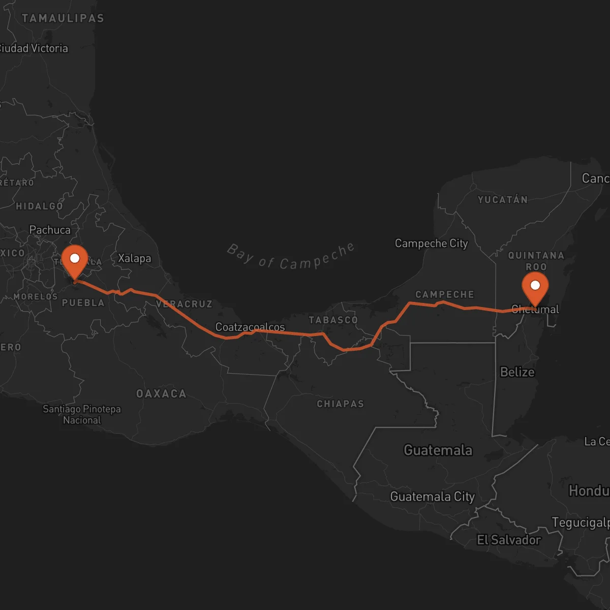 Ruta Chetumal - Puebla de Zaragoza